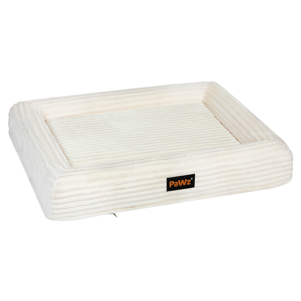 Pawz M Size Orthopedic Dog Bed with Corduroy Removable Cover Waterproof Washable Beige