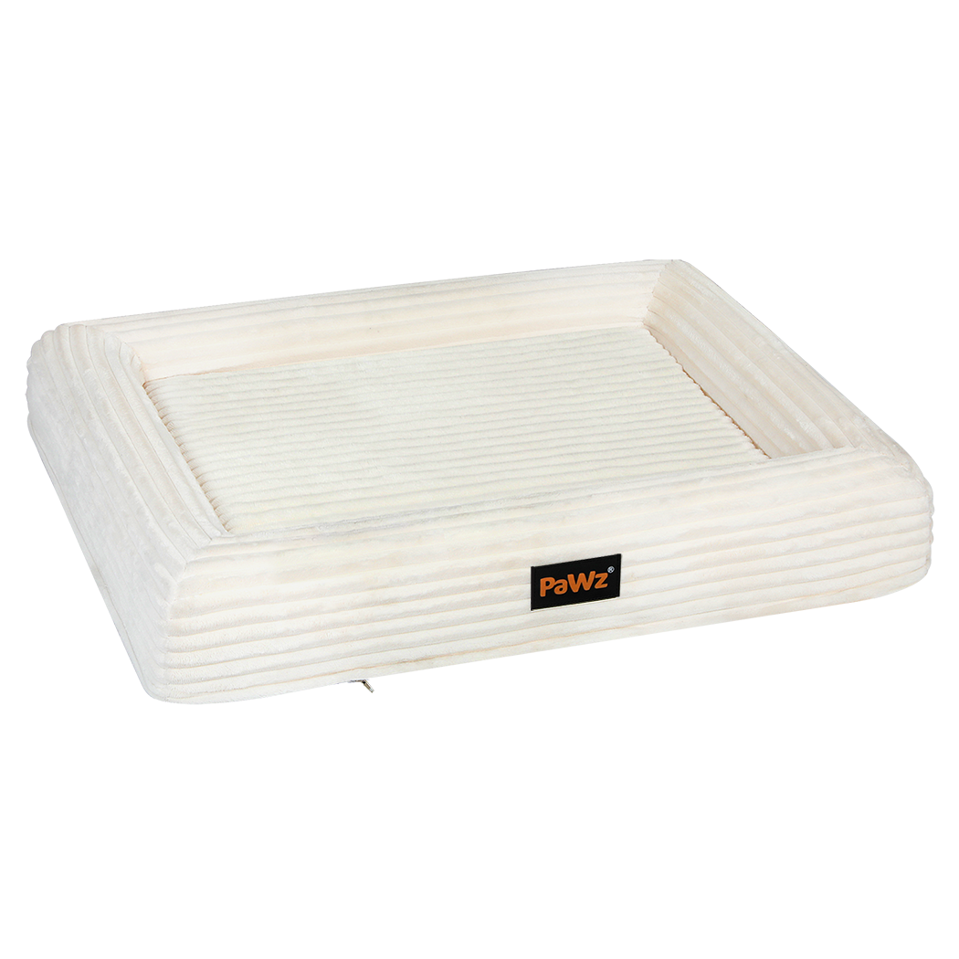 Pawz M Size Orthopedic Dog Bed with Corduroy Removable Cover Waterproof Washable Beige