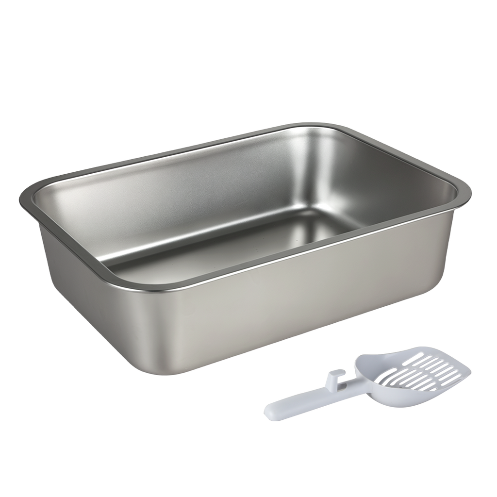 Pawz Stainless Steel Cats Litter Box 10cm Height Small Animals Easy Entry Clean