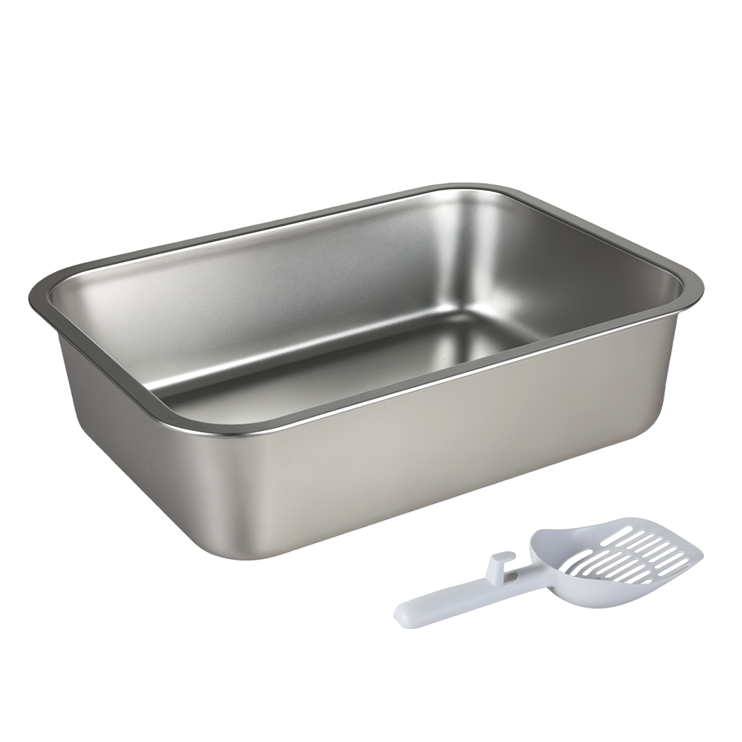 Pawz Stainless Steel Cats Litter Box 10cm Height Small Animals Easy Entry Clean