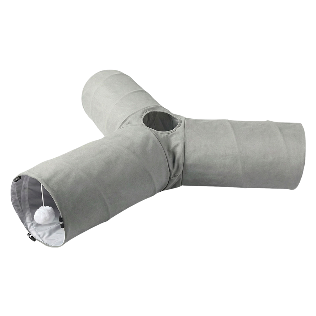 Pawz 3 Way Cat Tunnel Toy Interactive Foldable Tube Indoor Pet 2 Haning Balls