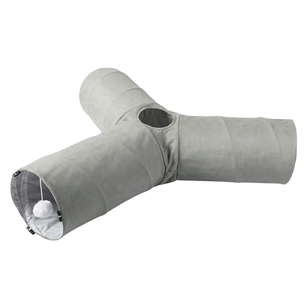 Pawz 3 Way Cat Tunnel Toy Interactive Foldable Tube Indoor Pet 2 Haning Balls
