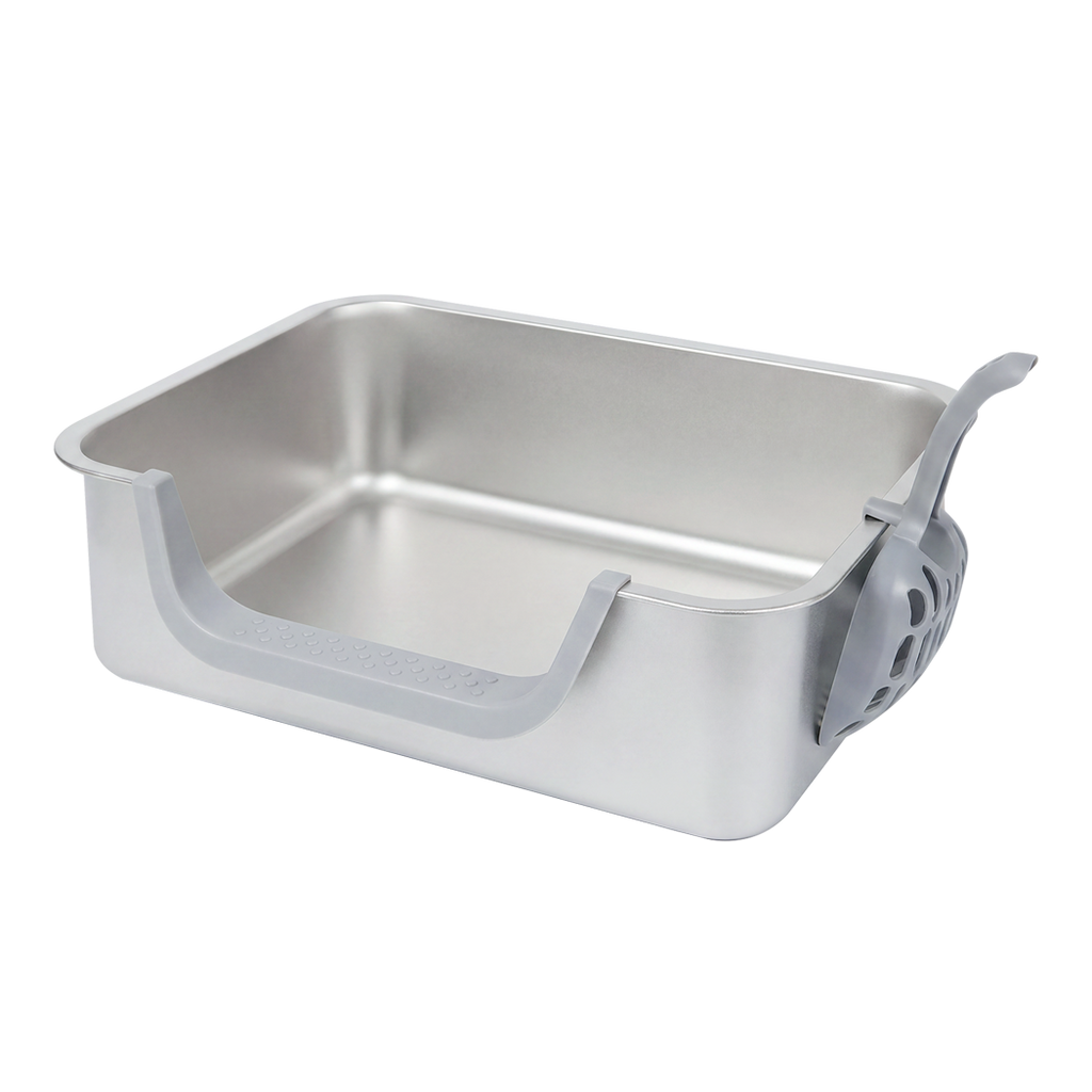 Pawz Stainless Steel Cat Litter Box Low Entry Tray Non-Stick Easy to Clean