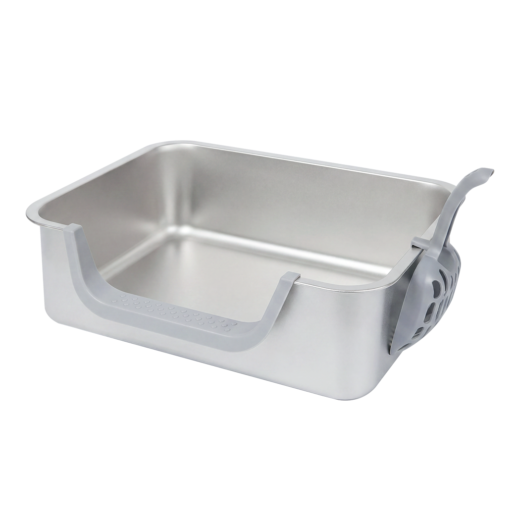 Pawz Stainless Steel Cat Litter Box Low Entry Tray Non-Stick Easy to Clean