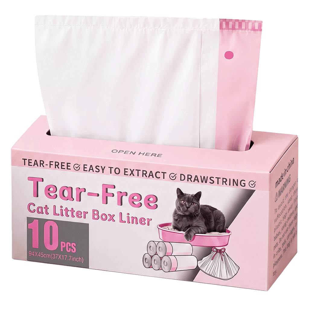 Pawz Cat Litter Bags 30 Pcs 94 x 45cm Drawstring 10kg HDPE White Pink
