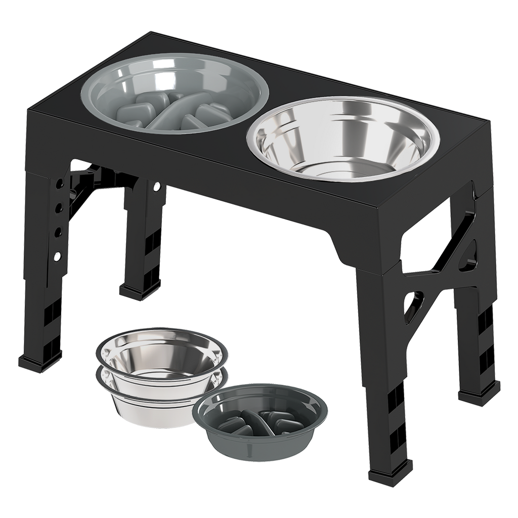 PaWz Elevated Dog Bowls 2 Stainless Steel Bowls and 1 Slow Feeder Bowl