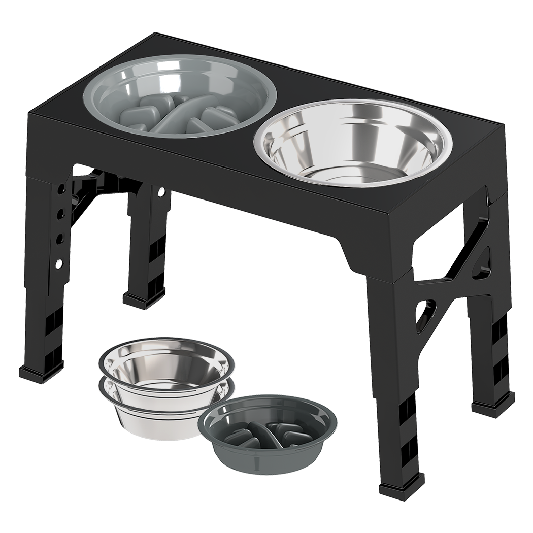PaWz Elevated Dog Bowls 2 Stainless Steel Bowls and 1 Slow Feeder Bowl