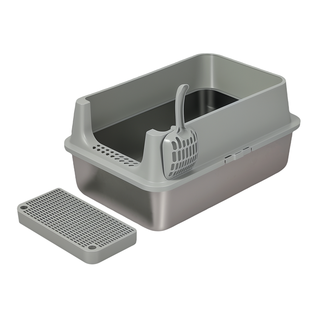 Pawz Stainless Steel Large Semi-Enclosed Cat Litter Box