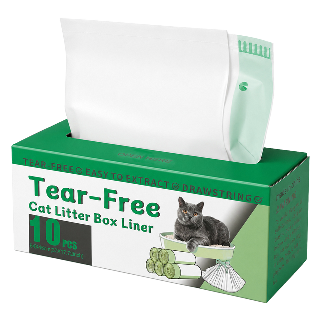 Pawz Cat Litter Bags 30 Pcs 94 x 45cm Drawstring 10kg HDPE White Green