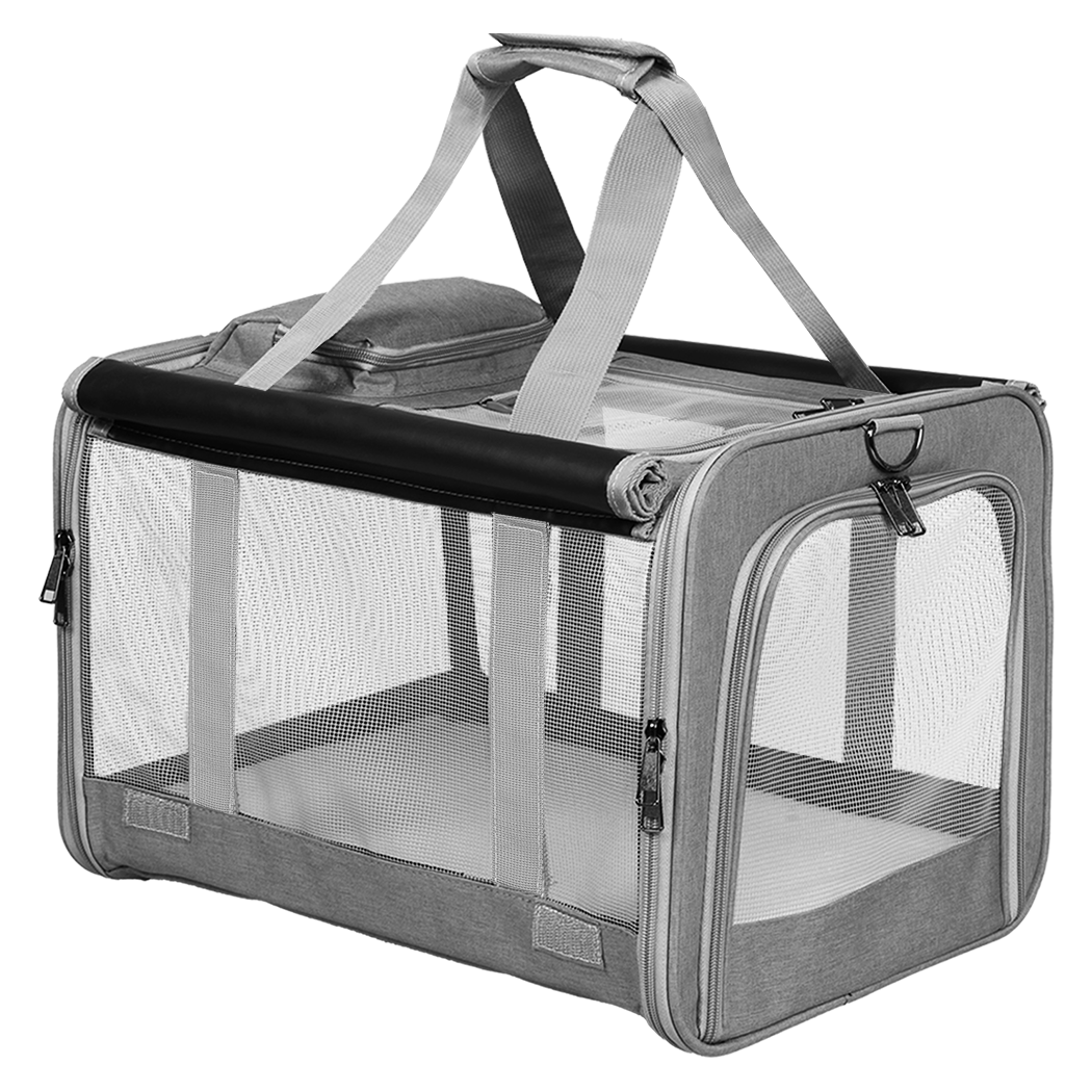 Pawz 3 in 1 Pet Soft Crate Dog Cat Carrier XL Size Grey