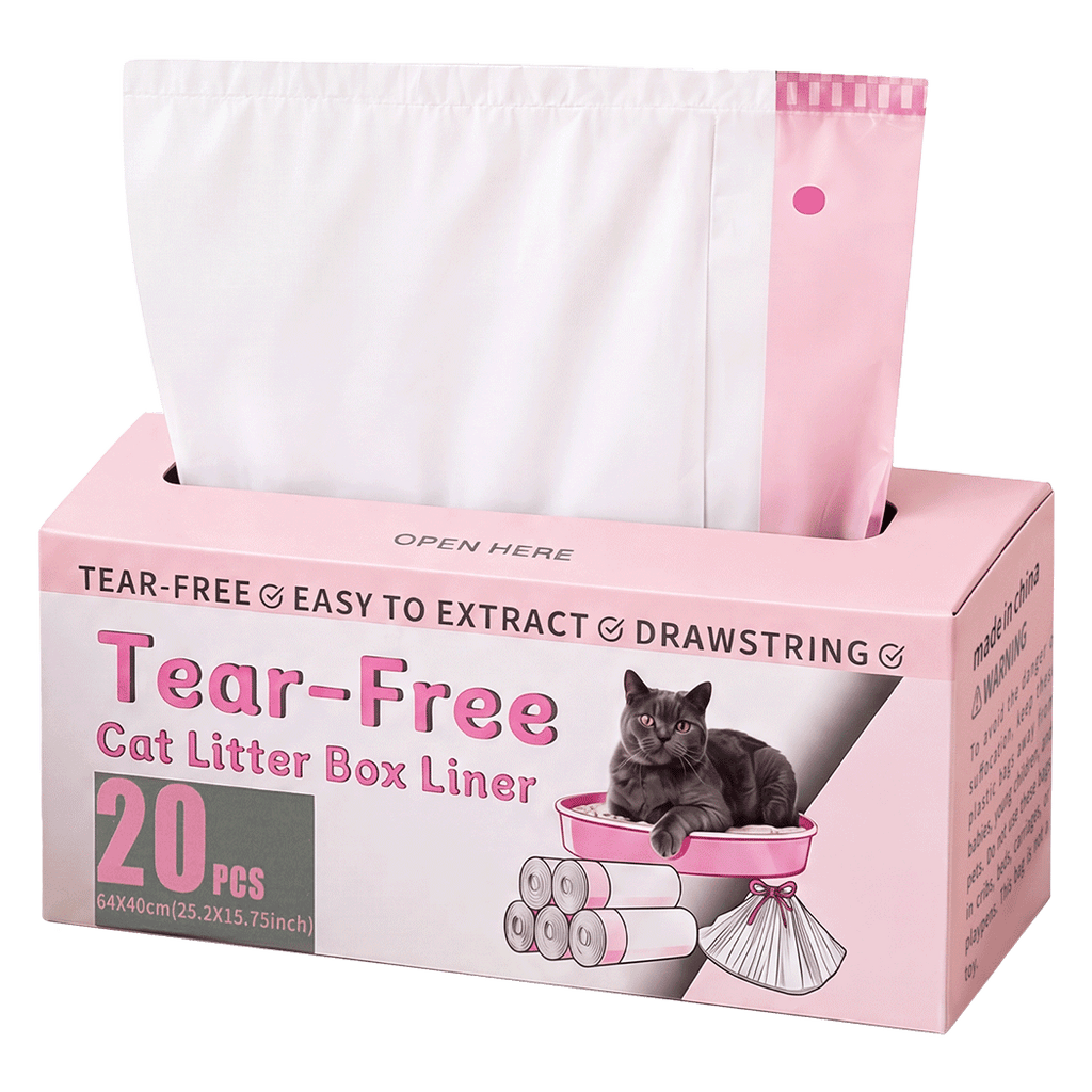 Pawz Cat Litter Bags 120 Count Drawstring 64 x 40cm 10kg HDPE White Pink