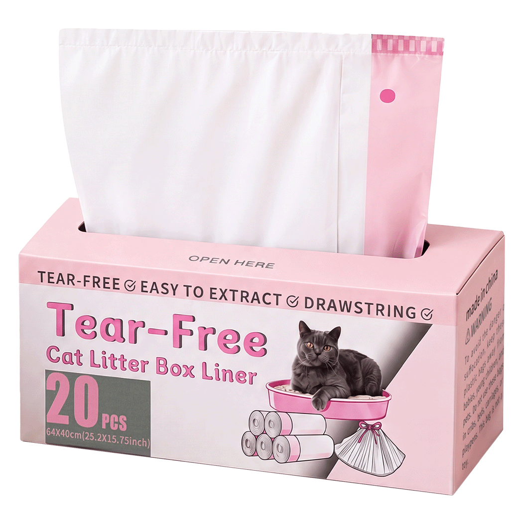 Pawz Cat Litter Bags 120 Count Drawstring 64 x 40cm 10kg HDPE White Pink