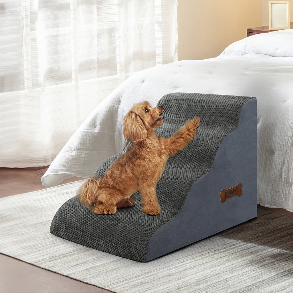 Pawz 4 Steps Pet Stairs Dog Ramp High Density Foam Grey