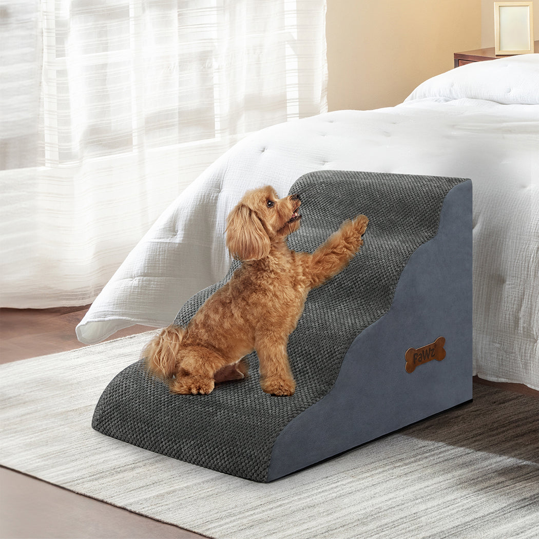 Pawz 4 Steps Pet Stairs Dog Ramp High Density Foam Grey