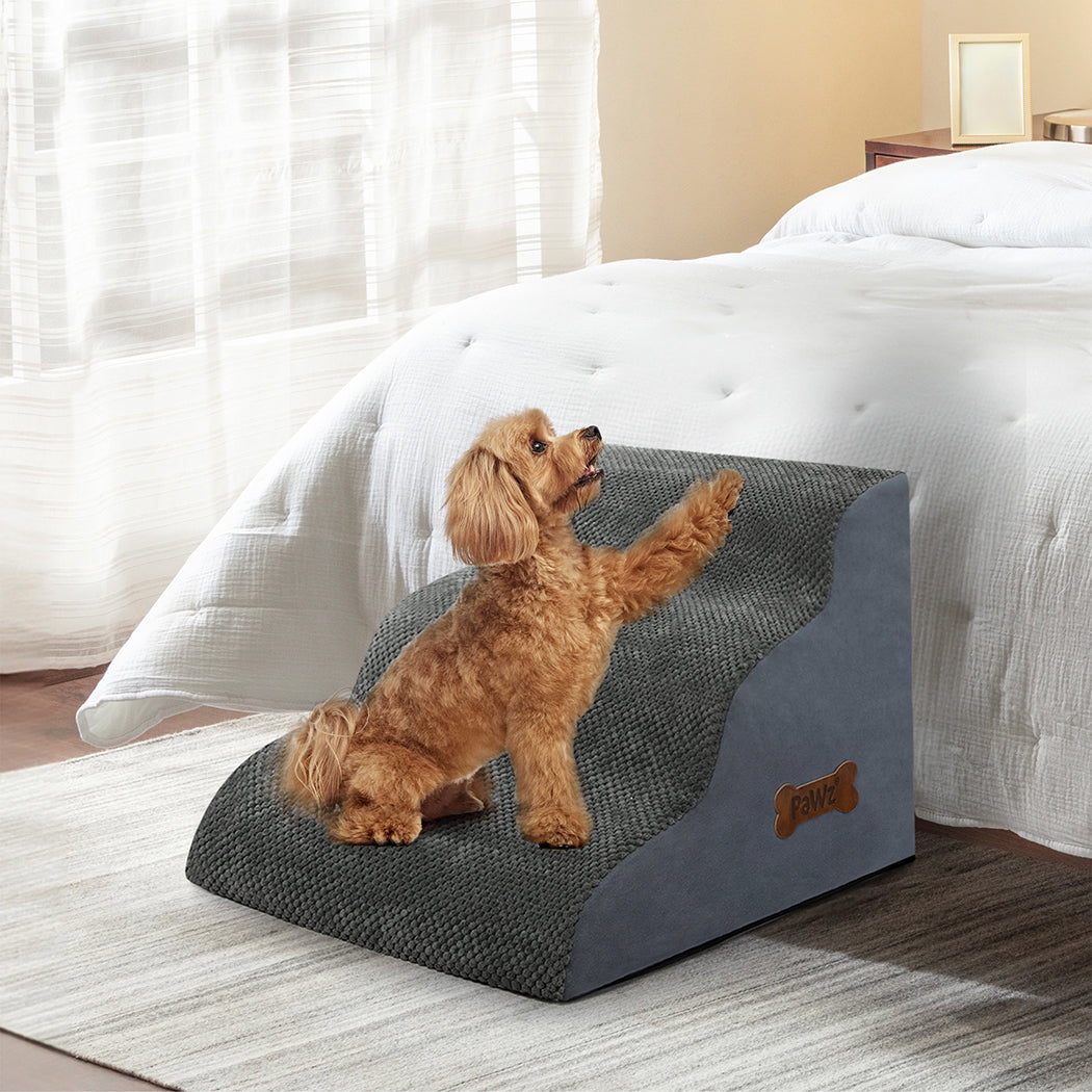 Pawz 3 Steps Pet Stairs Dog Ramp High Density Foam Grey