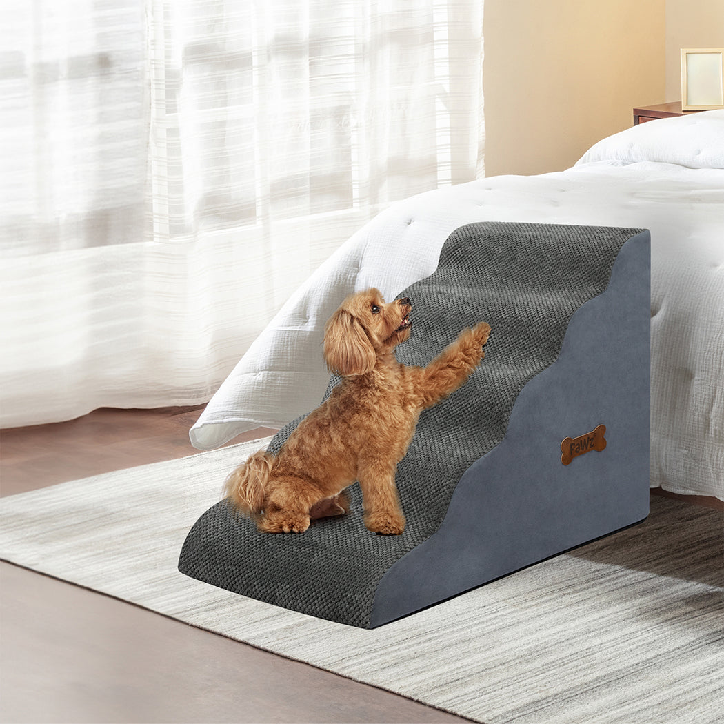 Pawz 5 Steps Pet Stairs Dog Ramp High Density Foam Grey