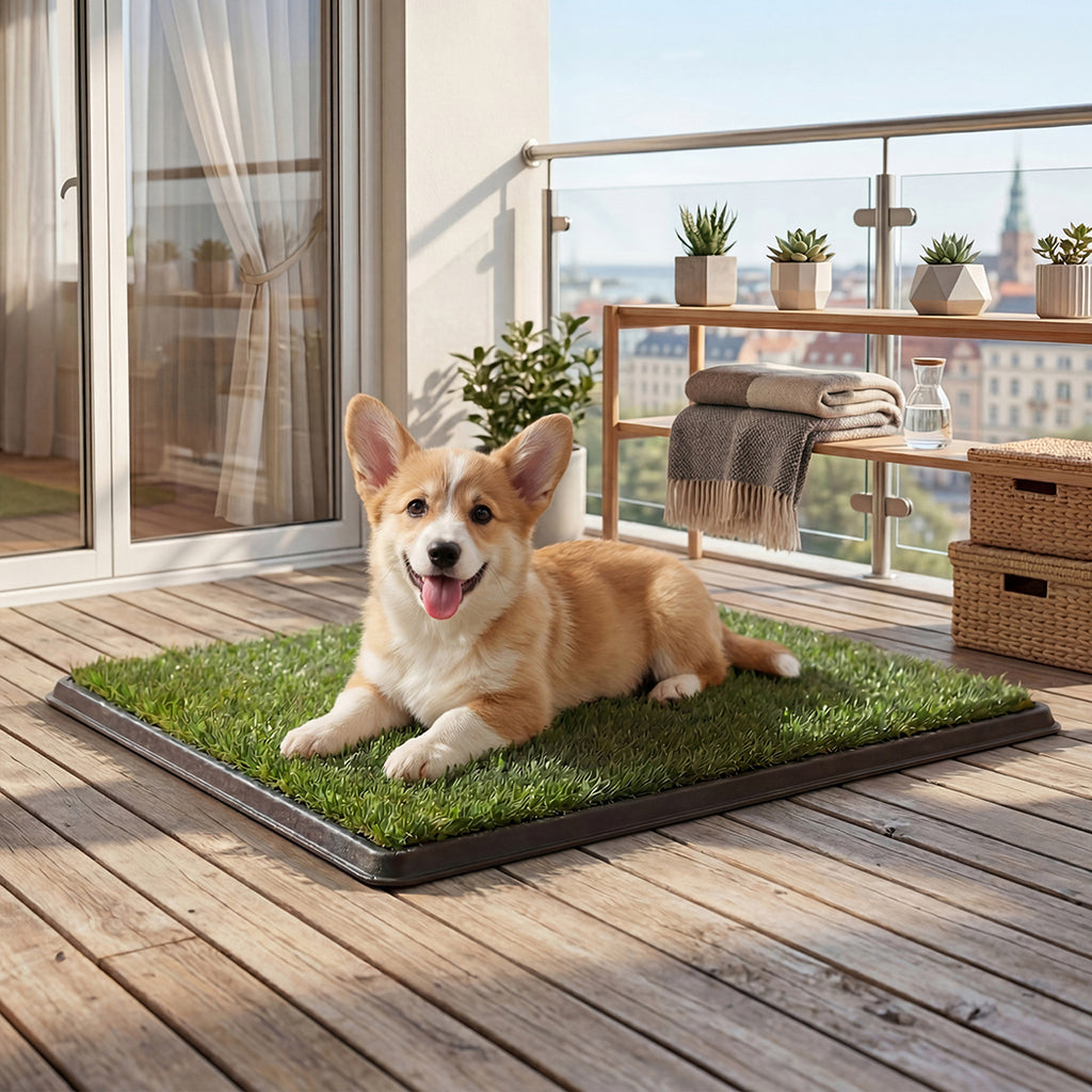 Pawz Dog Potty Tray with Grass Mat Washable Puppy Portable Training Toilet