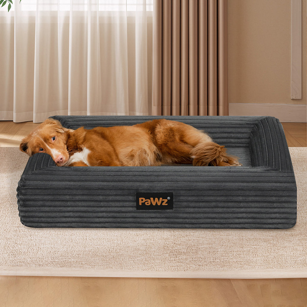 Pawz XXL Size Orthopedic Dog Bed with Corduroy Removable Cover Waterproof Washable Grey