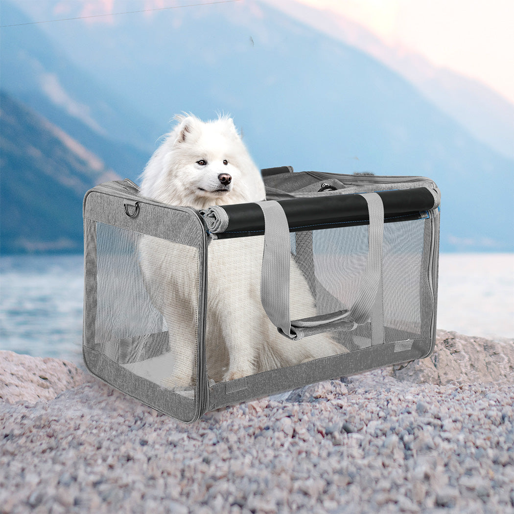 Pawz 3 in 1 Pet Soft Crate Dog Cat Carrier XL Size Grey
