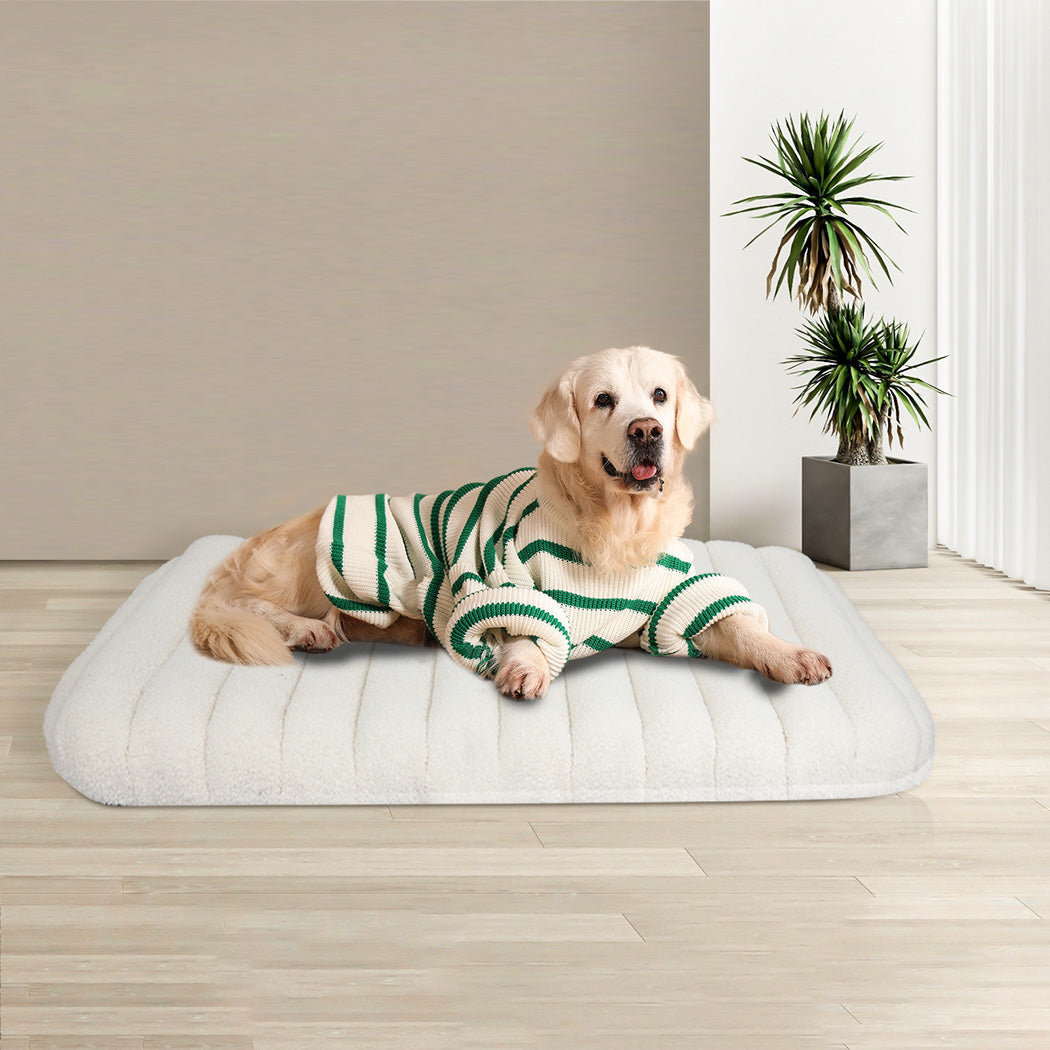 Pawz L Size Orthopedic Dog Bed with Sherpa Plush Removable Cover in White