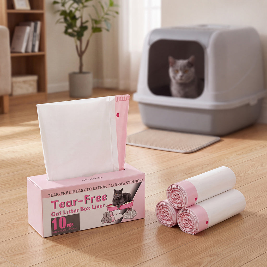 Pawz Cat Litter Bags 30 Pcs 94 x 45cm Drawstring 10kg HDPE White Pink