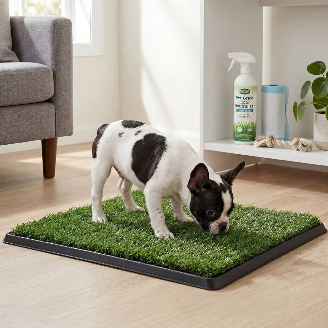 Pawz Dog Potty Tray with Grass Mat Washable Puppy Portable Training Toilet