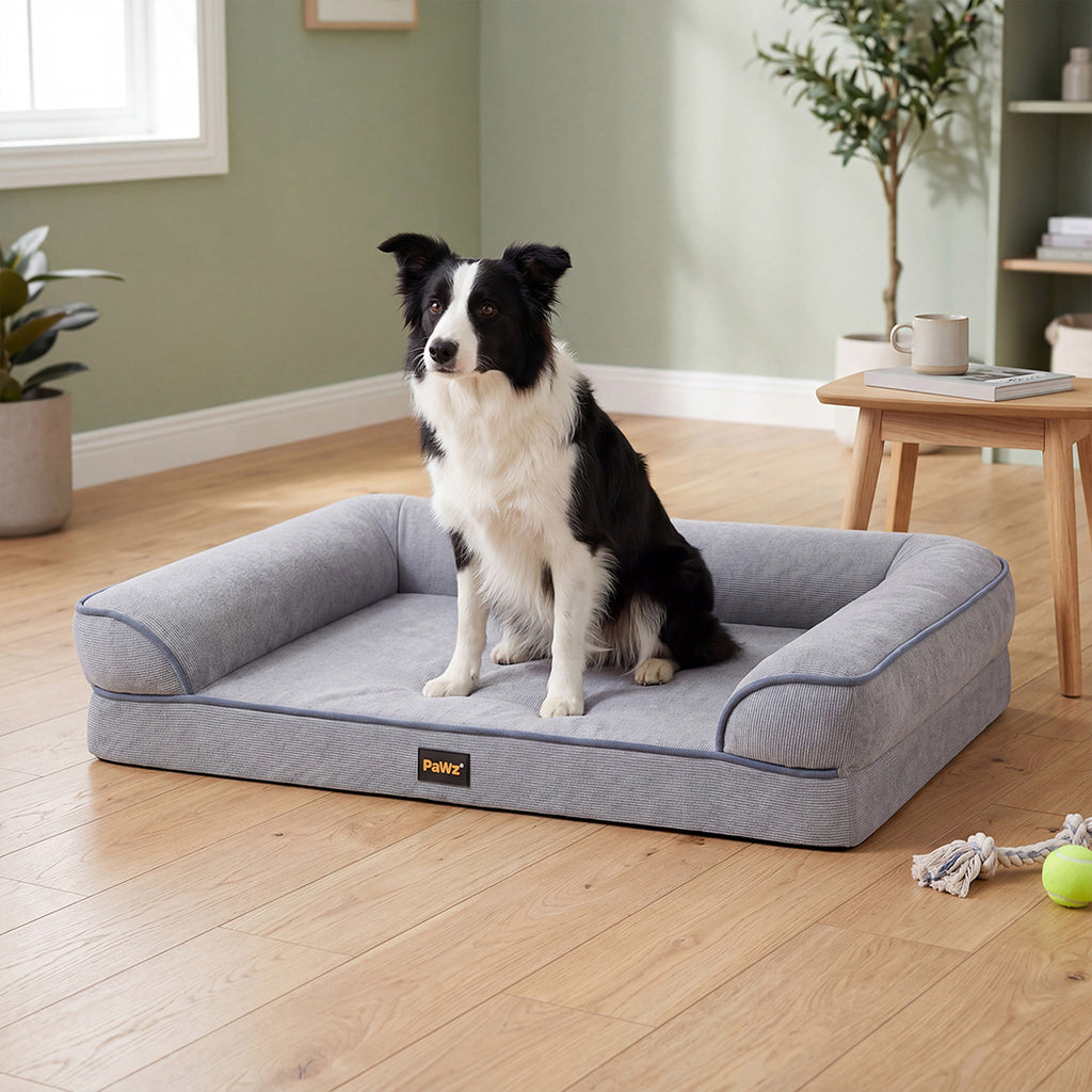 Pawz Cooling Orthopedic Dog Bed Waterproof Lining Washable Memory Foam Grey S