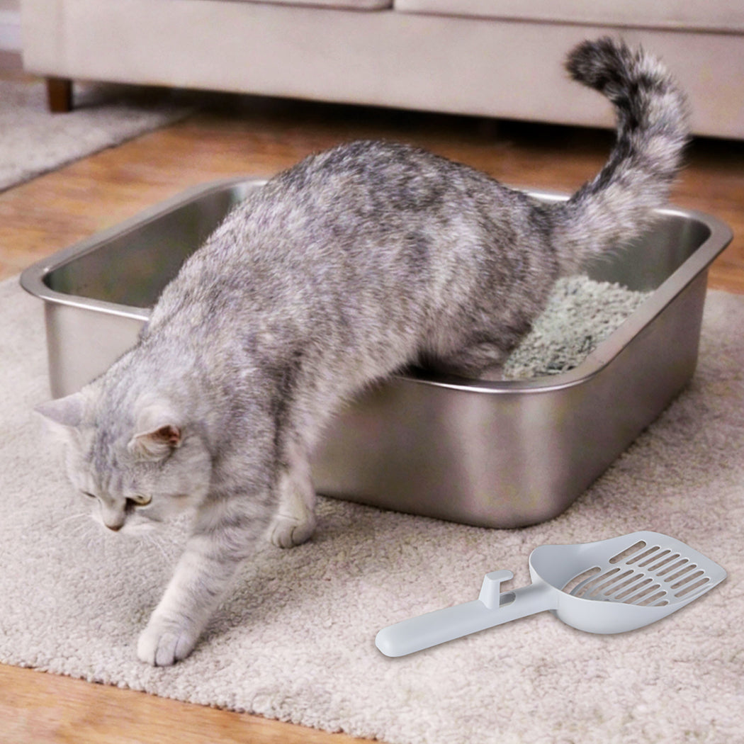 Pawz Stainless Steel Cats Litter Box 10cm Height Small Animals Easy Entry Clean