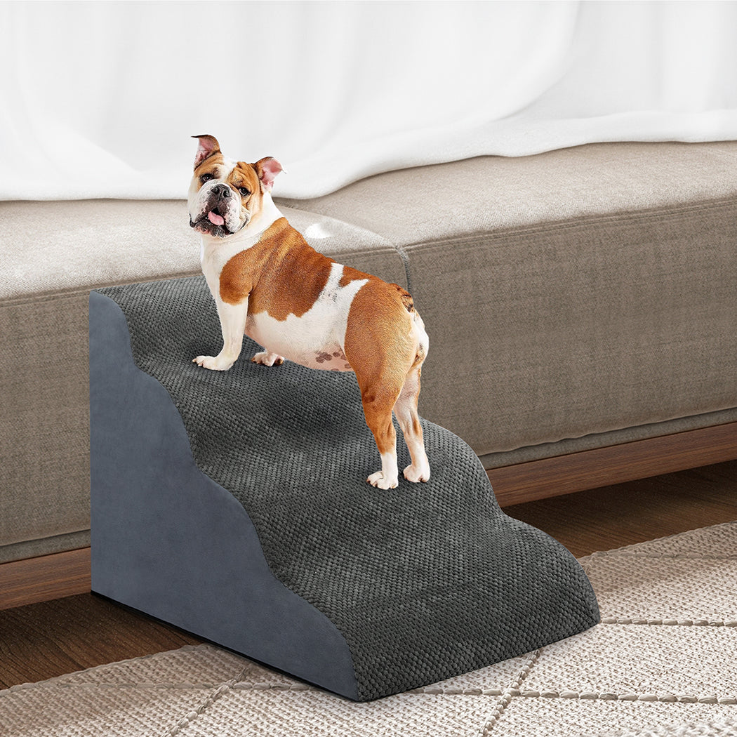 Pawz 4 Steps Pet Stairs Dog Ramp High Density Foam Grey