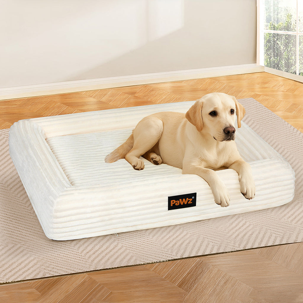 Pawz XL Size Orthopedic Dog Bed with Corduroy Removable Cover Waterproof Washable Beige