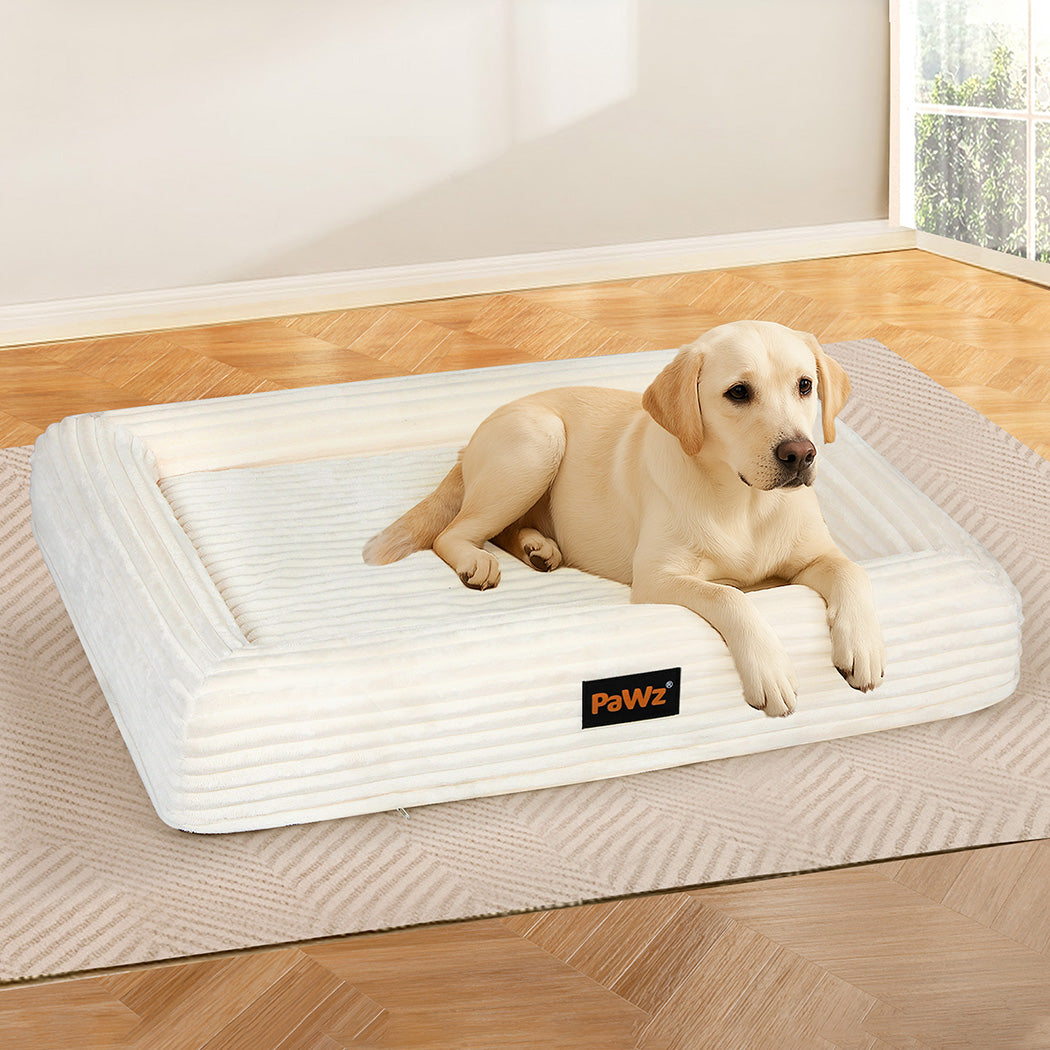 Pawz XL Size Orthopedic Dog Bed with Corduroy Removable Cover Waterproof Washable Beige