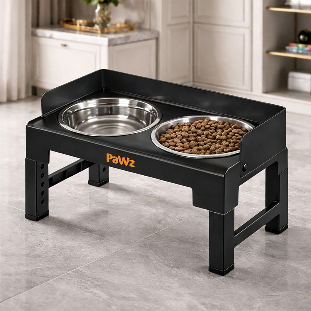 Pawz Elevated Dog Bowls Pet Feeder 6 Height Adjustable Raised Food Water Large