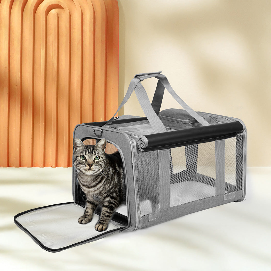 Pawz 3 in 1 Pet Soft Crate Dog Cat Carrier M Size Grey