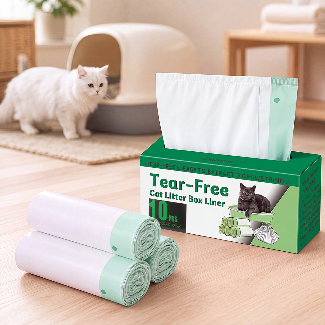 Pawz Cat Litter Bags 30 Pcs 94 x 45cm Drawstring 10kg HDPE White Green