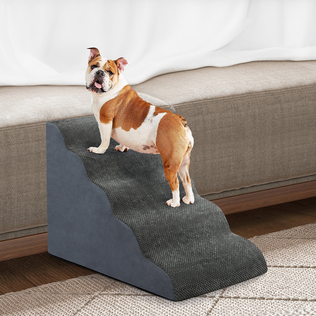 Pawz 5 Steps Pet Stairs Dog Ramp High Density Foam Grey