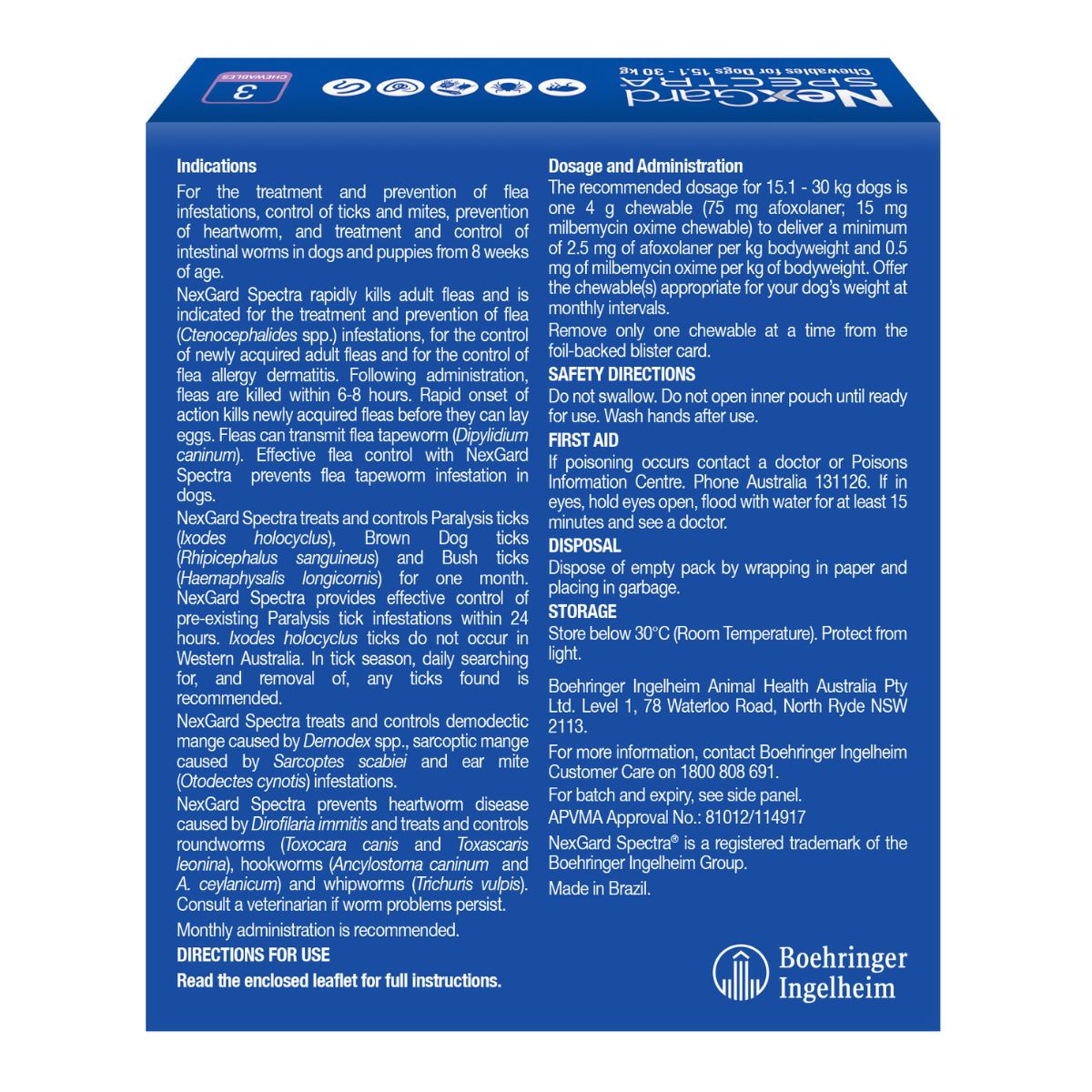 NexGard Spectra Dogs 15.1-30kg 3pk