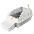 Pawz Stainless Steel Cat Litter Box Big Cats Kitten High Sided Easy Clean White