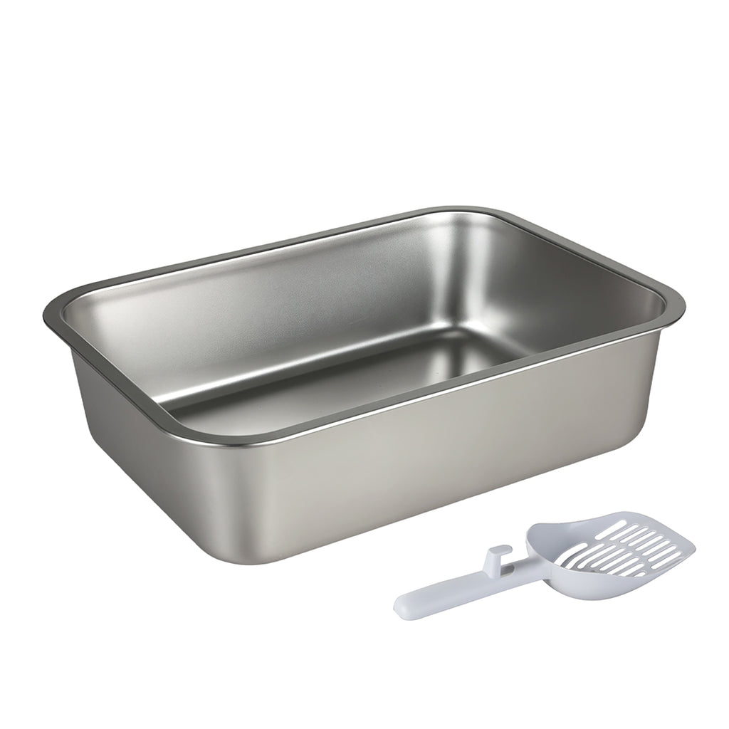 Pawz Stainless Steel Cats Litter Box 10cm Height Small Animals Easy Entry Clean