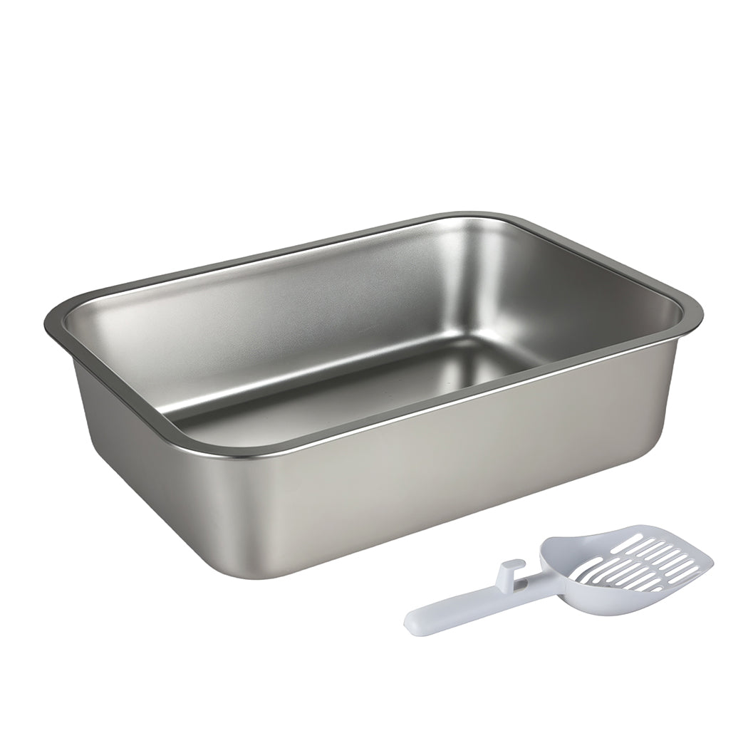 Pawz Stainless Steel Cats Litter Box 10cm Height Small Animals Easy Entry Clean