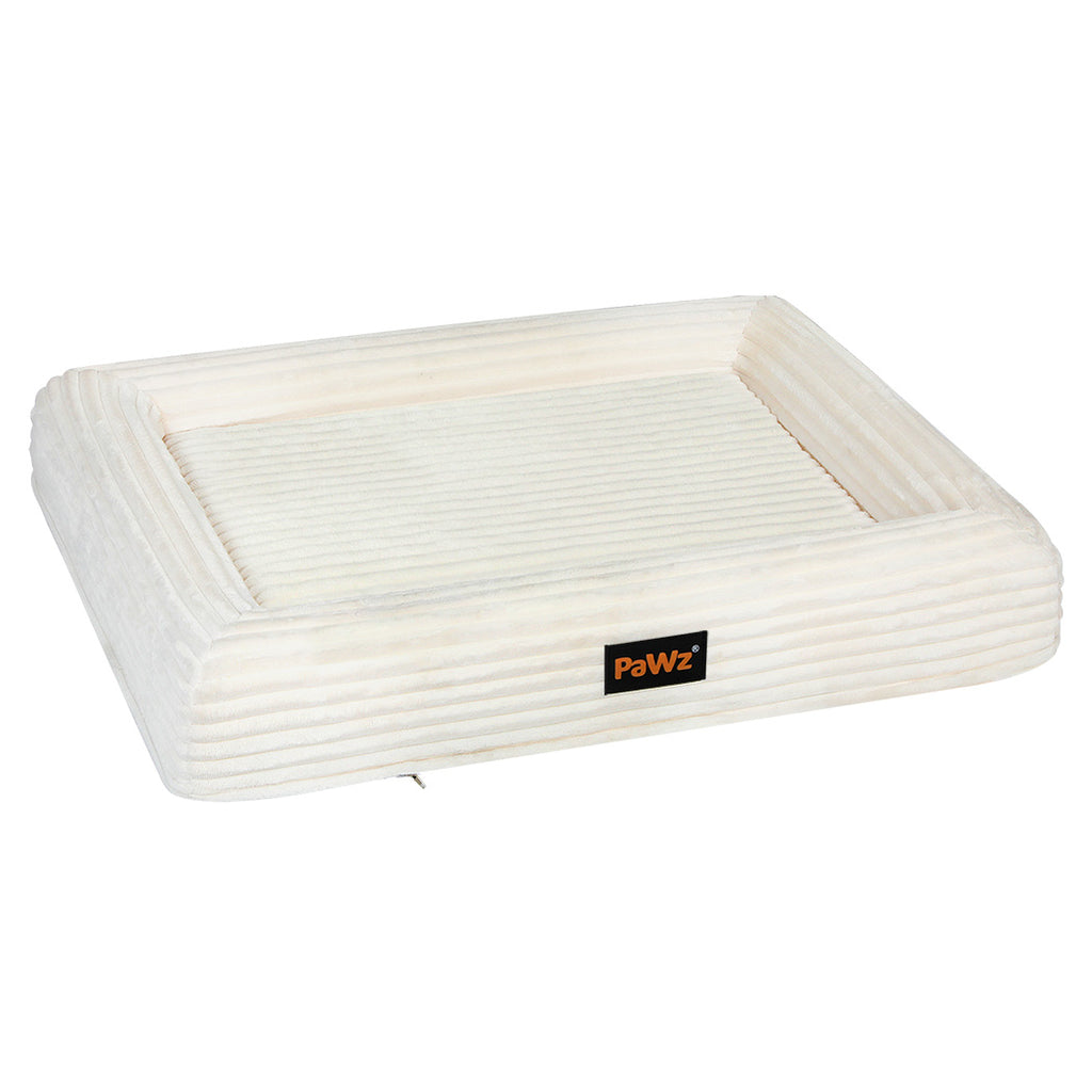 Pawz M Size Orthopedic Dog Bed with Corduroy Removable Cover Waterproof Washable Beige