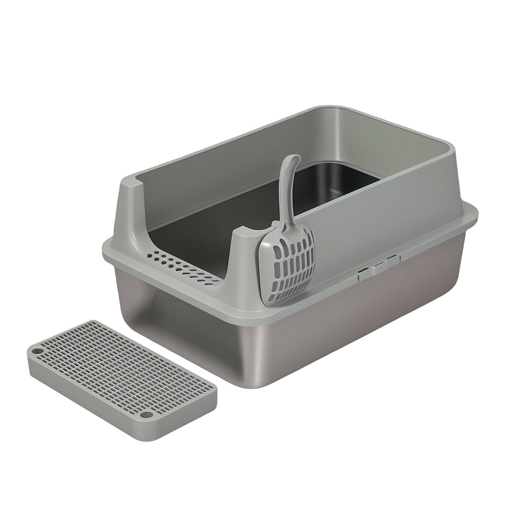Pawz Stainless Steel Large Semi-Enclosed Cat Litter Box