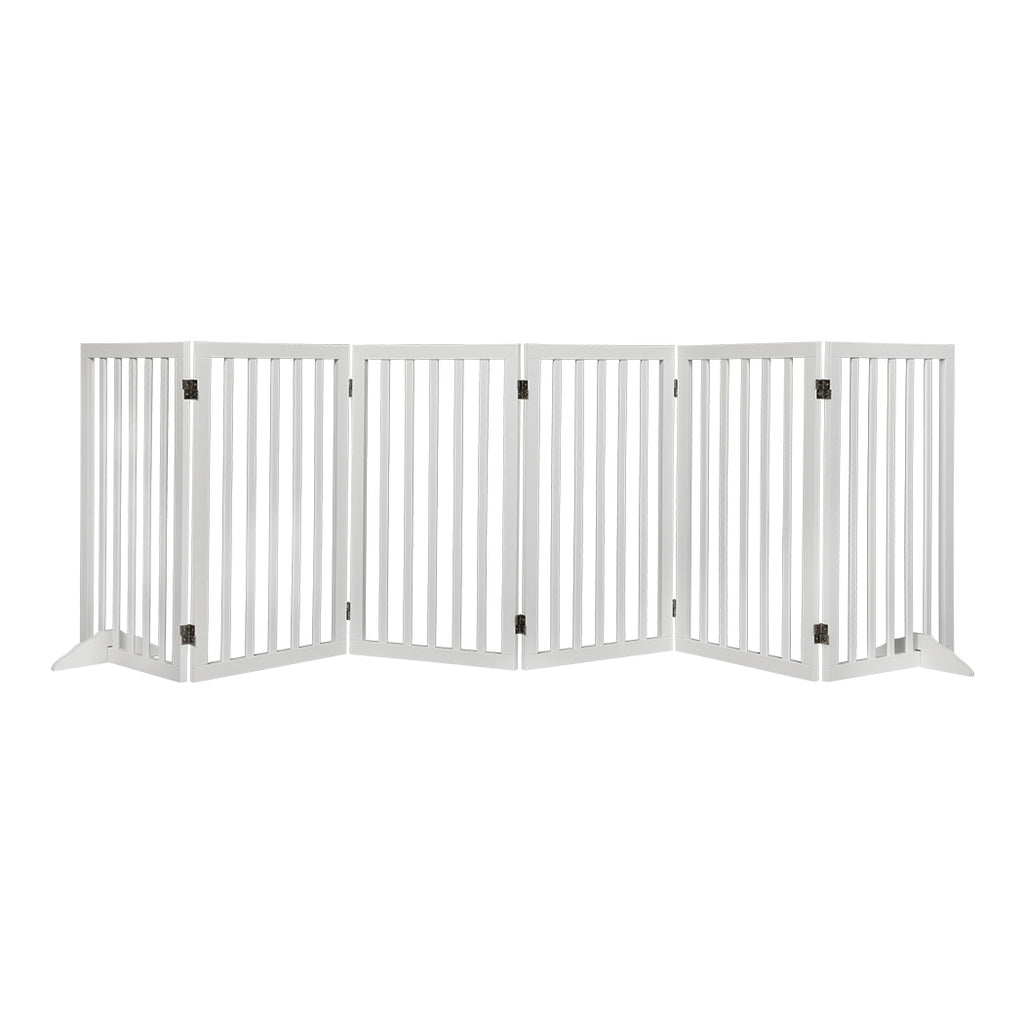 PaWz Wooden Pet Gate Dog Fence Safety White 6 Panels