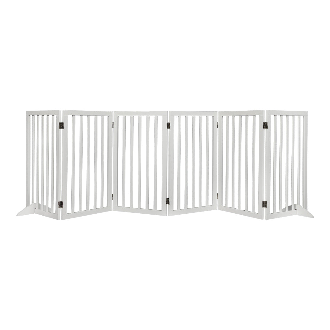 PaWz Wooden Pet Gate Dog Fence Safety White 6 Panels