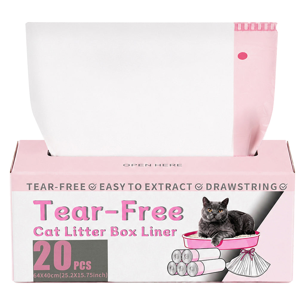 Pawz Cat Litter Bags 120 Count Drawstring 64 x 40cm 10kg HDPE White Pink
