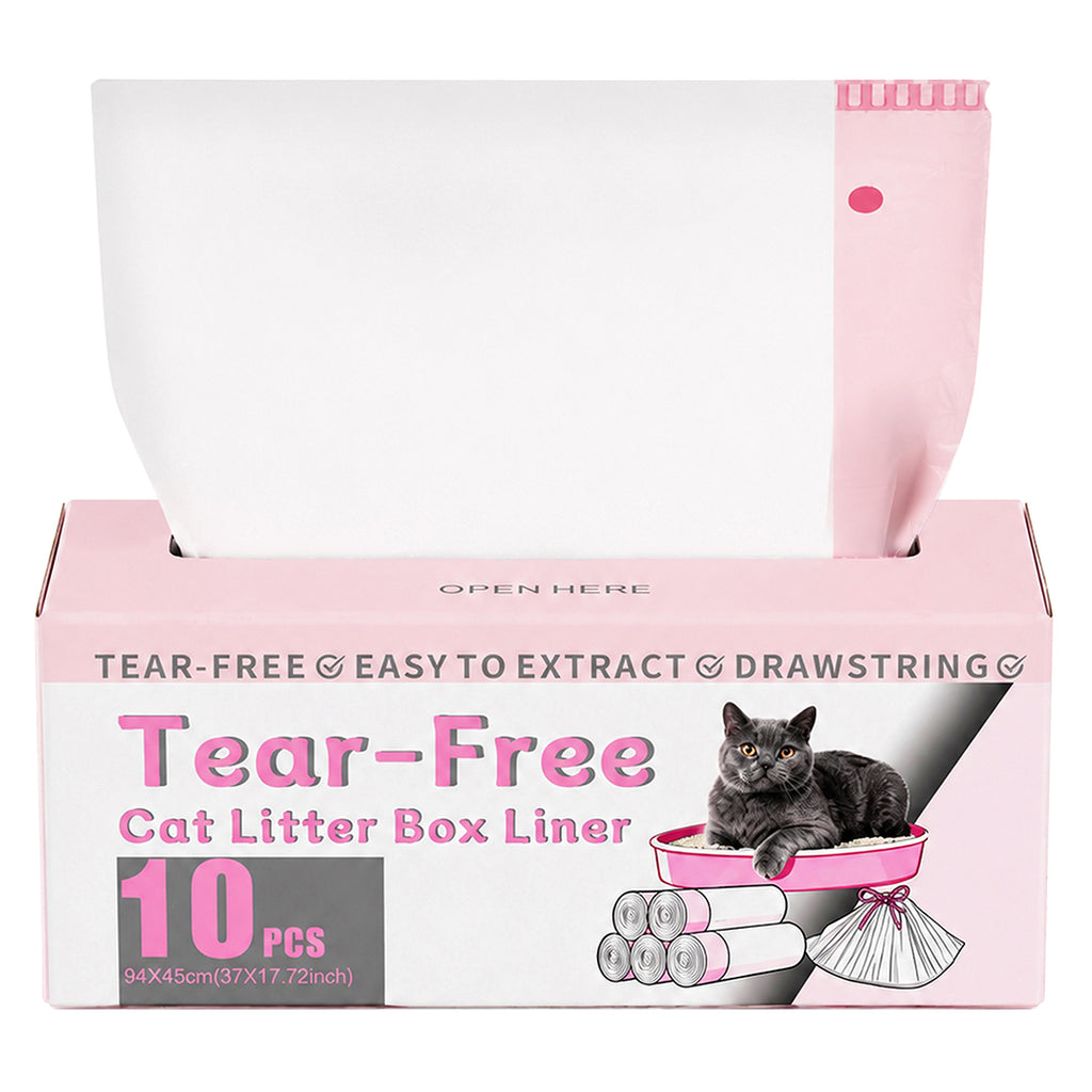 Pawz Cat Litter Bags 30 Pcs 94 x 45cm Drawstring 10kg HDPE White Pink