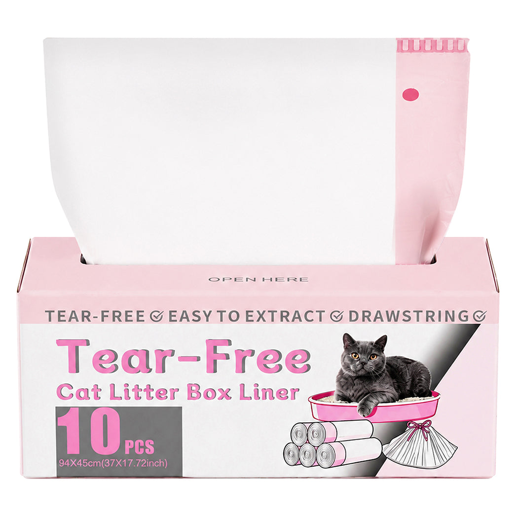 Pawz Cat Litter Bags 30 Pcs 94 x 45cm Drawstring 10kg HDPE White Pink