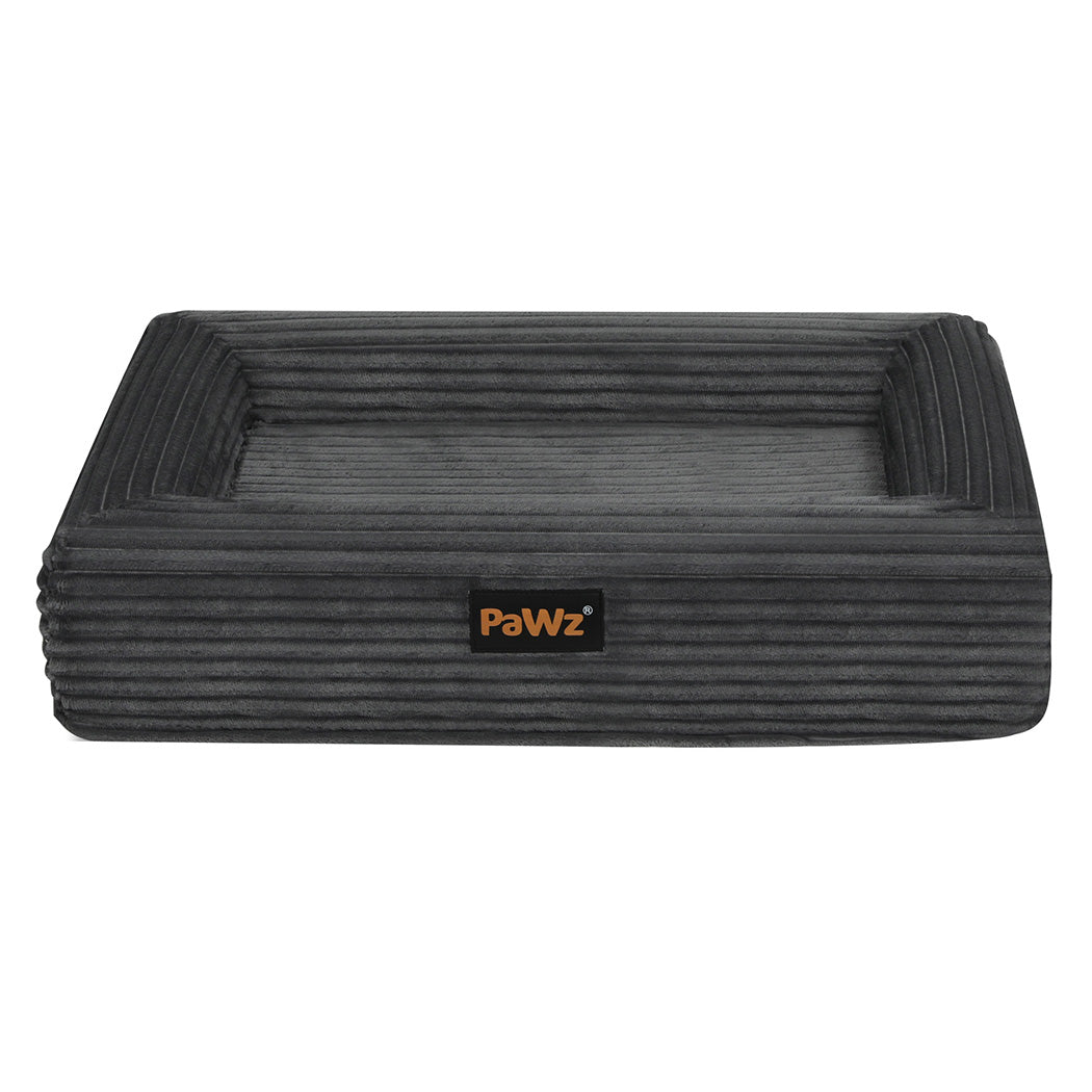 Pawz M Size Orthopedic Dog Bed with Corduroy Removable Cover Waterproof Washable Grey