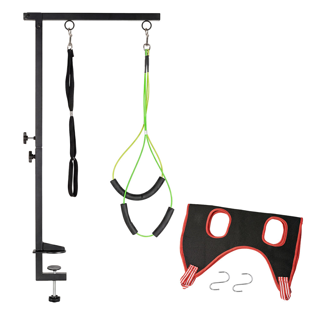 Pawz Dog Grooming Hammock Table Arm Adjustable 70-97cm Steel Clamp 2 Holders