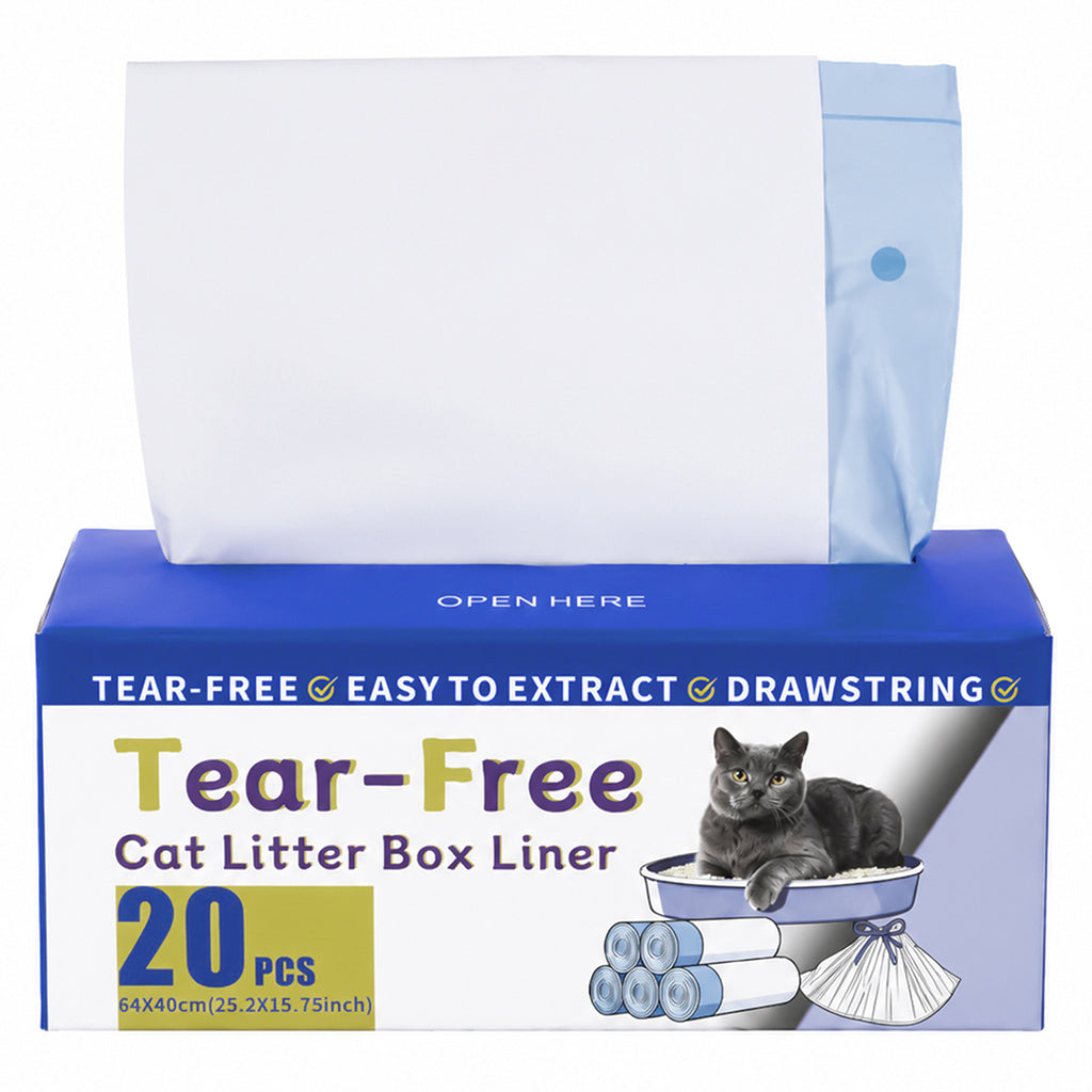 Pawz Cat Litter Bags 120Count Drawstring Cat Poop Bags HDPE White Blue