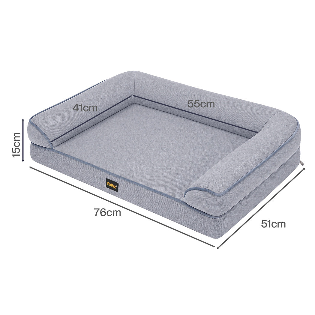 Pawz Cooling Orthopedic Dog Bed Waterproof Lining Washable Memory Foam Grey S